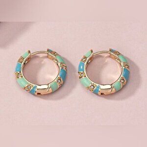 Boho blue enamel hoop earrings N561